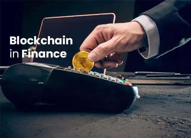 Blockchain Technology in Finance - A graphical representation of interconnected blocks symbolizing the secure and transparent nature of financial transactions.