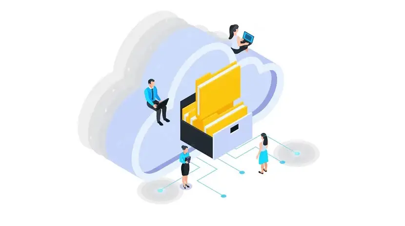 An illustration depicting data flowing between various platforms and systems, symbolizing the process of data migration.